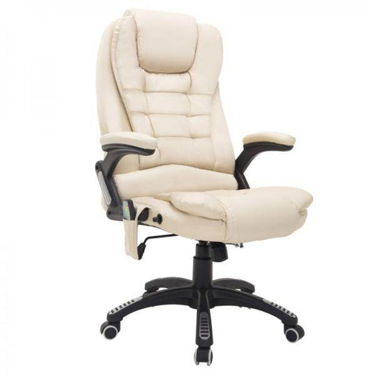 Bürosessel Massage und Wärmefunktion Gaming Stuhl Creme - Palo24