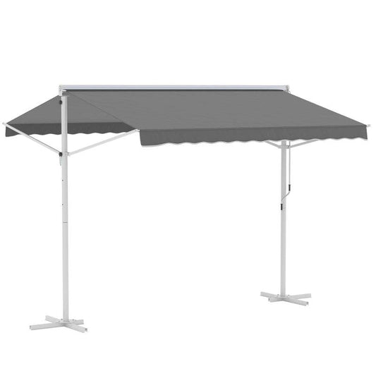 Standmarkise Gartenmarkise mit Faltarm Grau 3m x 3m - Palo24