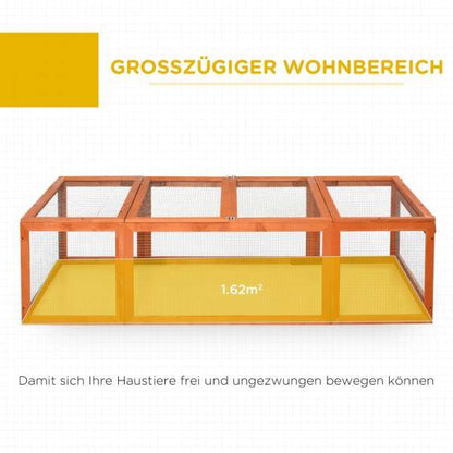 Freilaufgehege für Kleintiere Aufklappbares Dach Tannenholz Orange - Palo24
