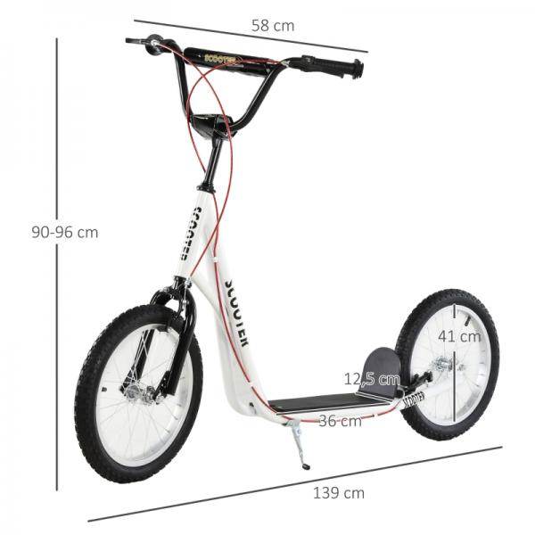 Kinderroller Scooter Tretroller Cityroller Kickscooter Kickboard mit Luftreifen Faltbar 16 Zoll Weiss - Palo24