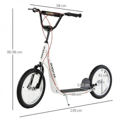 Kinderroller Scooter Tretroller Cityroller Kickscooter Kickboard mit Luftreifen Faltbar 16 Zoll Weiss - Palo24