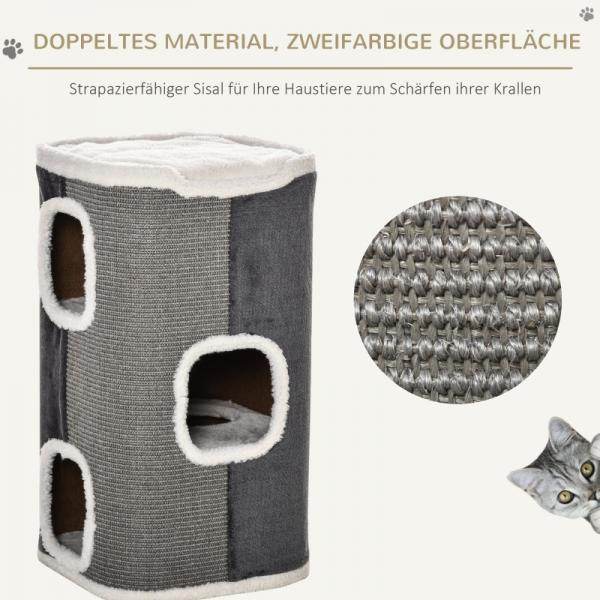 Katzenkratzbaum 40 cm x 40 cm x 74 cm Grau Weiss - Palo24