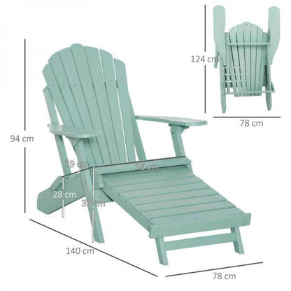 Adirondack-Gartenstuhl mit Fußstütze klappbar Gartenliege Outdoor Gartenmöbel Kiefernholz Grün - Palo24