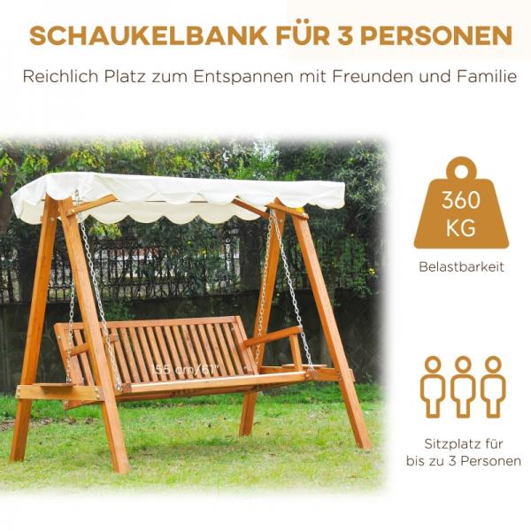 Hollywoodschaukel Gartenschaukel 3-Sitzer Lärche weiss - Palo24