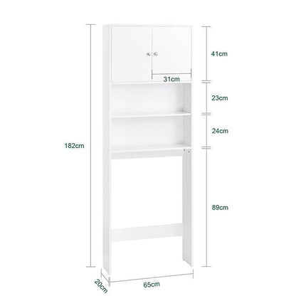 Toilettenregal | Waschmaschinenschrank | Badezimmerregal mit Schrank | Weiss - Palo24