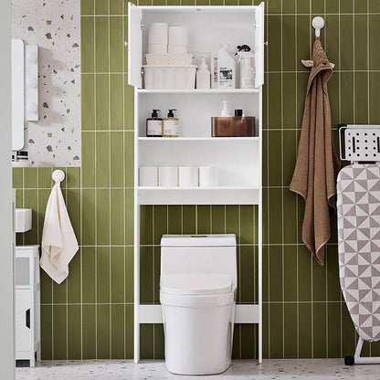 Toilettenregal | Waschmaschinenschrank | Badezimmerregal mit Schrank | Weiss - Palo24