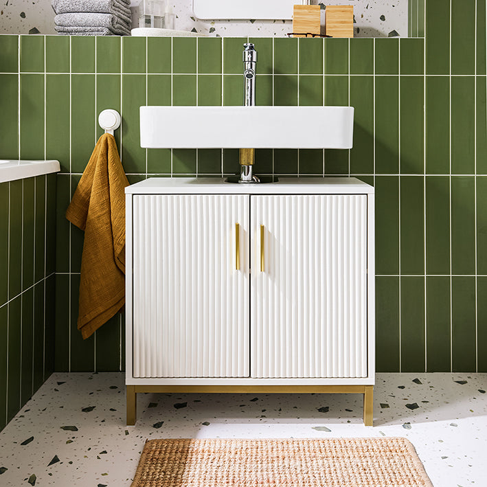 Weisses Badezimmer Waschbeckenunterschrank