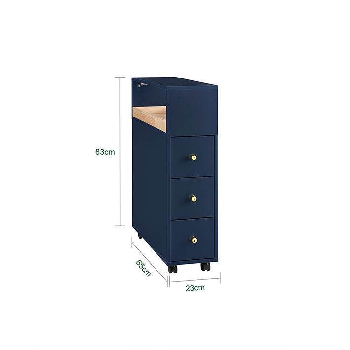 Schubladenregal mit Rollen Blau
