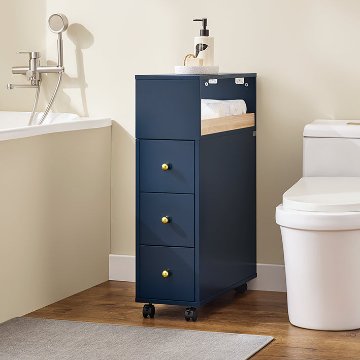 Schubladenregal mit Rollen Blau