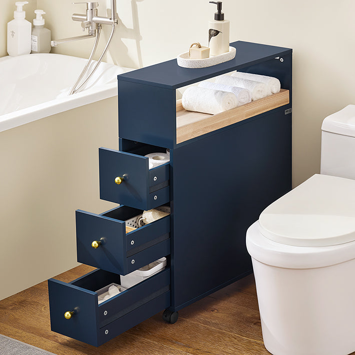 Schubladenregal mit Rollen Blau