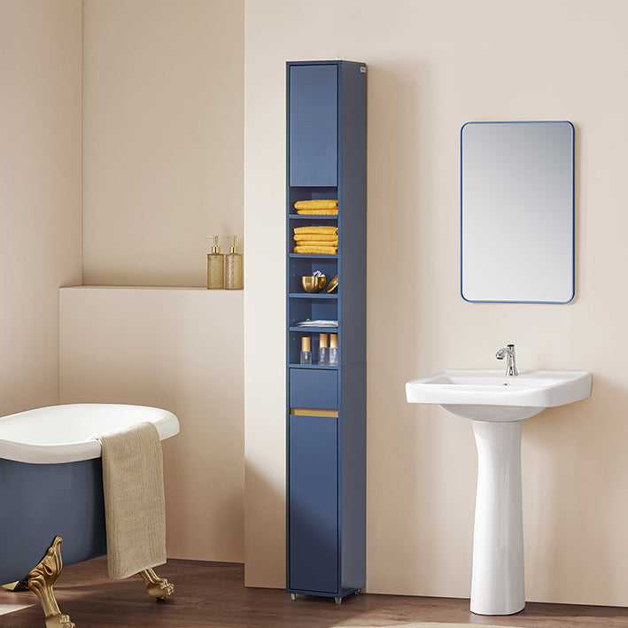 Badezimmer Hochschrank Blau