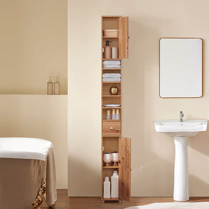 Schmal Badschrank Holzfarbe 5 Fächer