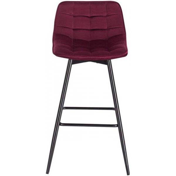 2er-Set Designer Barstuhl mit Fußstütze Samt, Metallbeine Elif bordeaux - Palo24
