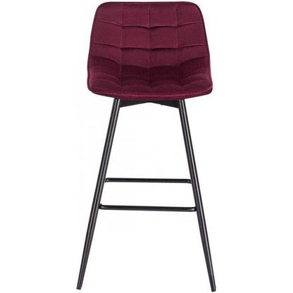 2er-Set Designer Barstuhl mit Fußstütze Samt, Metallbeine Elif bordeaux - Palo24