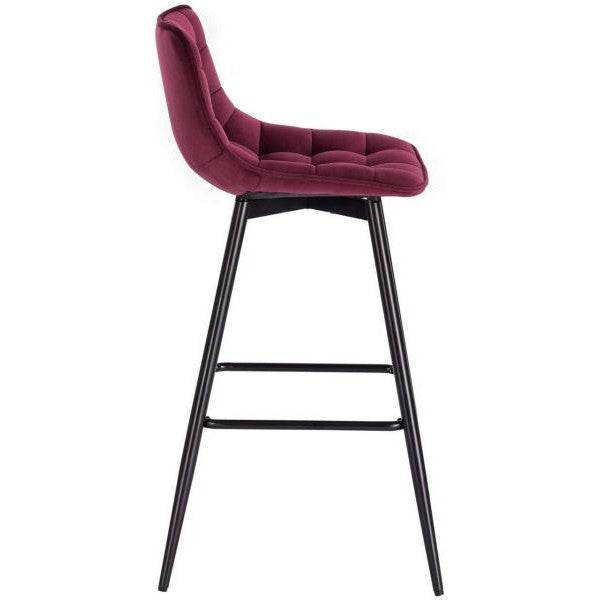 2er-Set Designer Barstuhl mit Fußstütze Samt, Metallbeine Elif bordeaux - Palo24