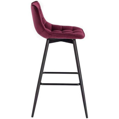 2er-Set Designer Barstuhl mit Fußstütze Samt, Metallbeine Elif bordeaux - Palo24