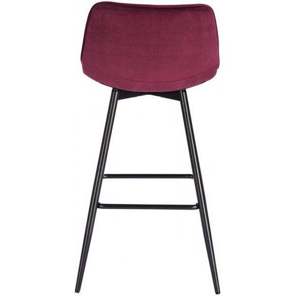 2er-Set Designer Barstuhl mit Fußstütze Samt, Metallbeine Elif bordeaux - Palo24