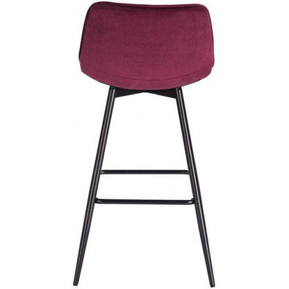 2er-Set Designer Barstuhl mit Fußstütze Samt, Metallbeine Elif bordeaux - Palo24