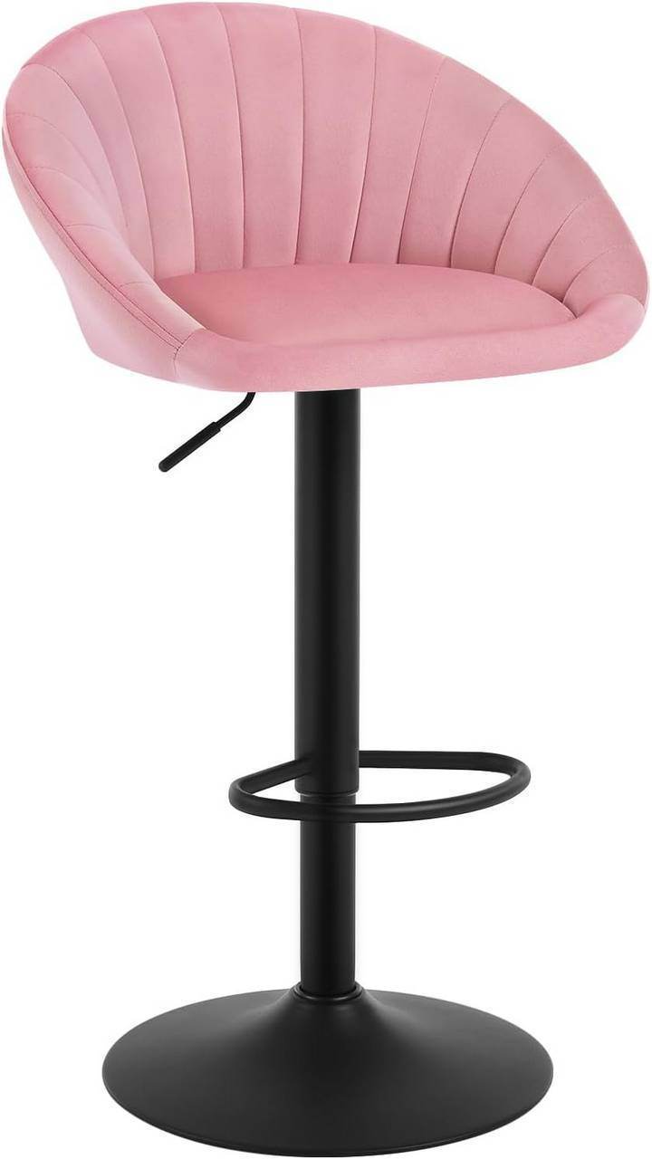 4x Barhocker höhenverstellbar drehbar mit Rückenlehne Samt Metall Rosa - Palo24