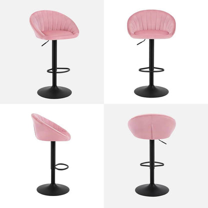 4x Barhocker höhenverstellbar drehbar mit Rückenlehne Samt Metall Rosa - Palo24