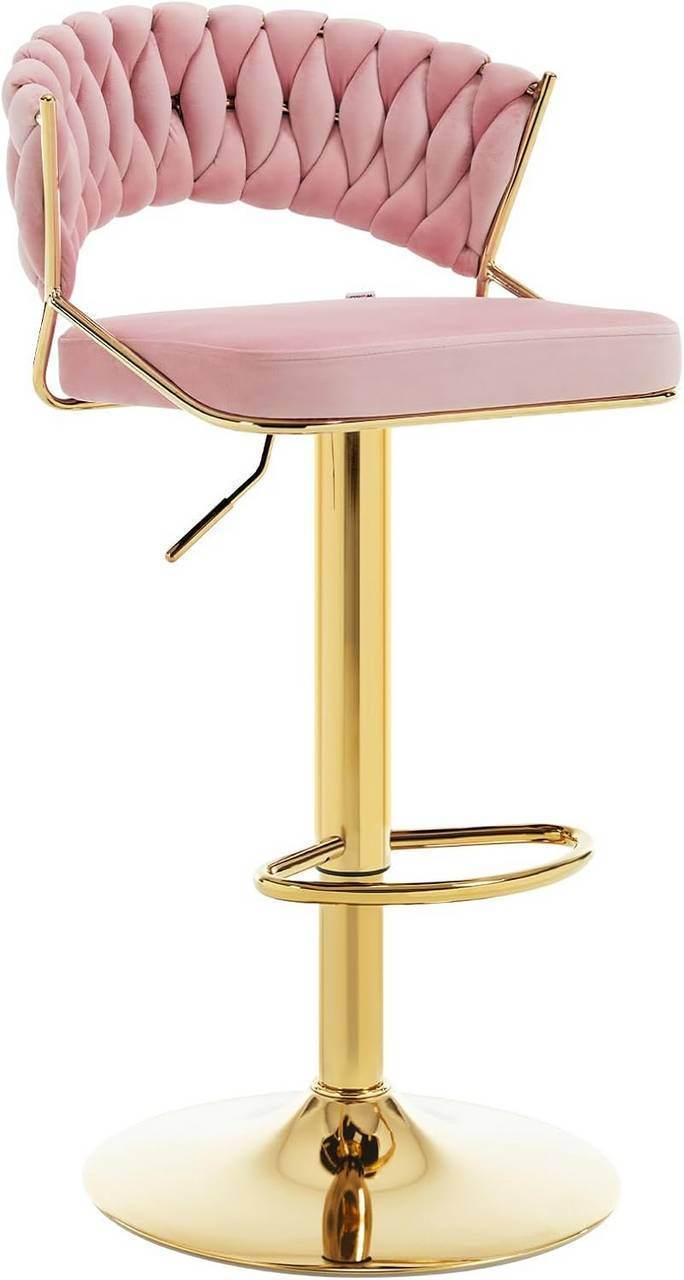 4x Barhocker höhenverstellbar Samt Metall Gold Rosa - Palo24