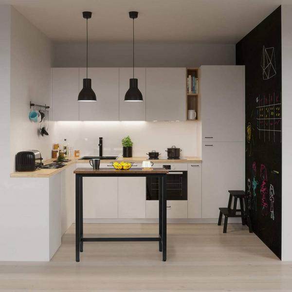 Bartisch aus Metall, Tischplatte aus MDF, 100x40x100 cm holz vintage - Palo24