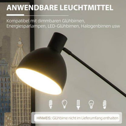Stehleuchte im Industriedesign, höhenverstellbar, Bodenschalter Schwarz - Palo24