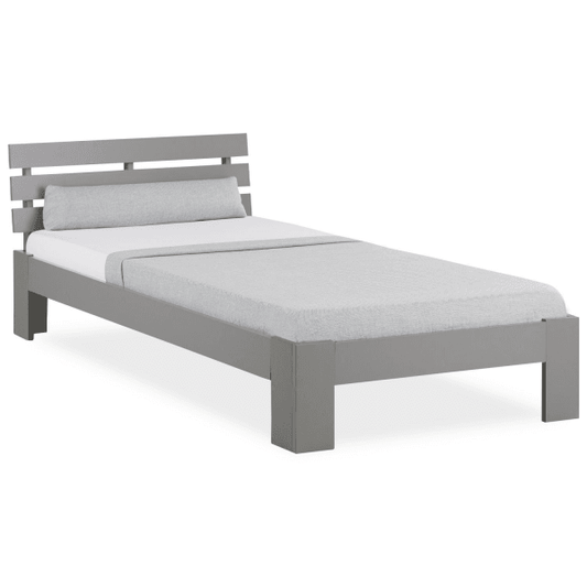 Einzelbett Holzbett Futonbett 90x200 Grau Kiefer Bettgestell Massivholz - Palo24