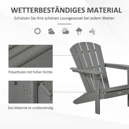 Adirondack Gartenstuhl mit Getränkehalter Gartensessel Gartenmöbel Balkonstuhl Grau Kunststoff - Palo24