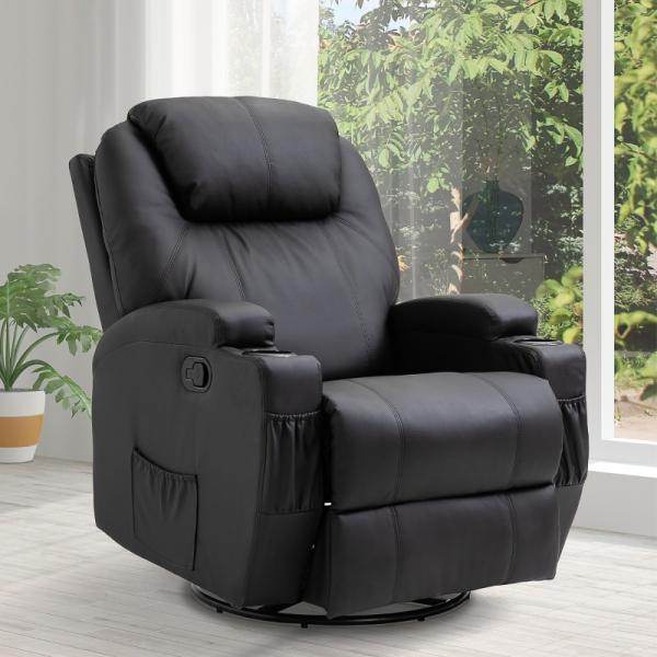 Massagesessel Elektrisch Massagefunktion 5 Massage-Modi Liegefunktion Schwarz - Palo24