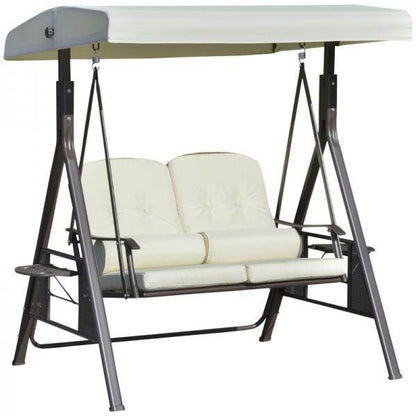 2-Sitzer Hollywoodschaukel Gartenschaukel mit Sonnendach Kissen Metall Polyester Beige - Palo24