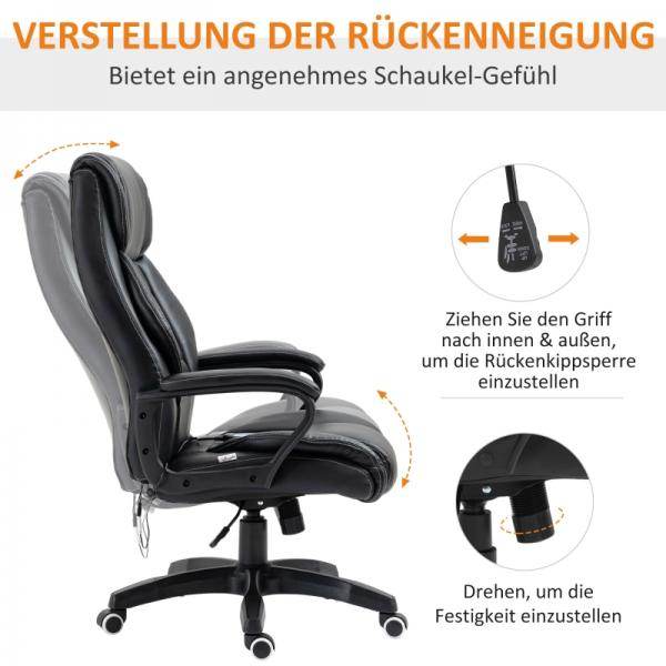 Massagebürostuhl Gamingstuhl 6 Vibrationspunkte schwarz - Palo24