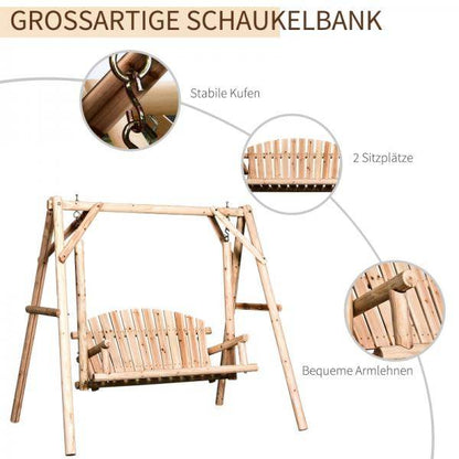 Hollywoodschaukel Gartenschaukel 2-Sitzer Massivholz Natur - Palo24