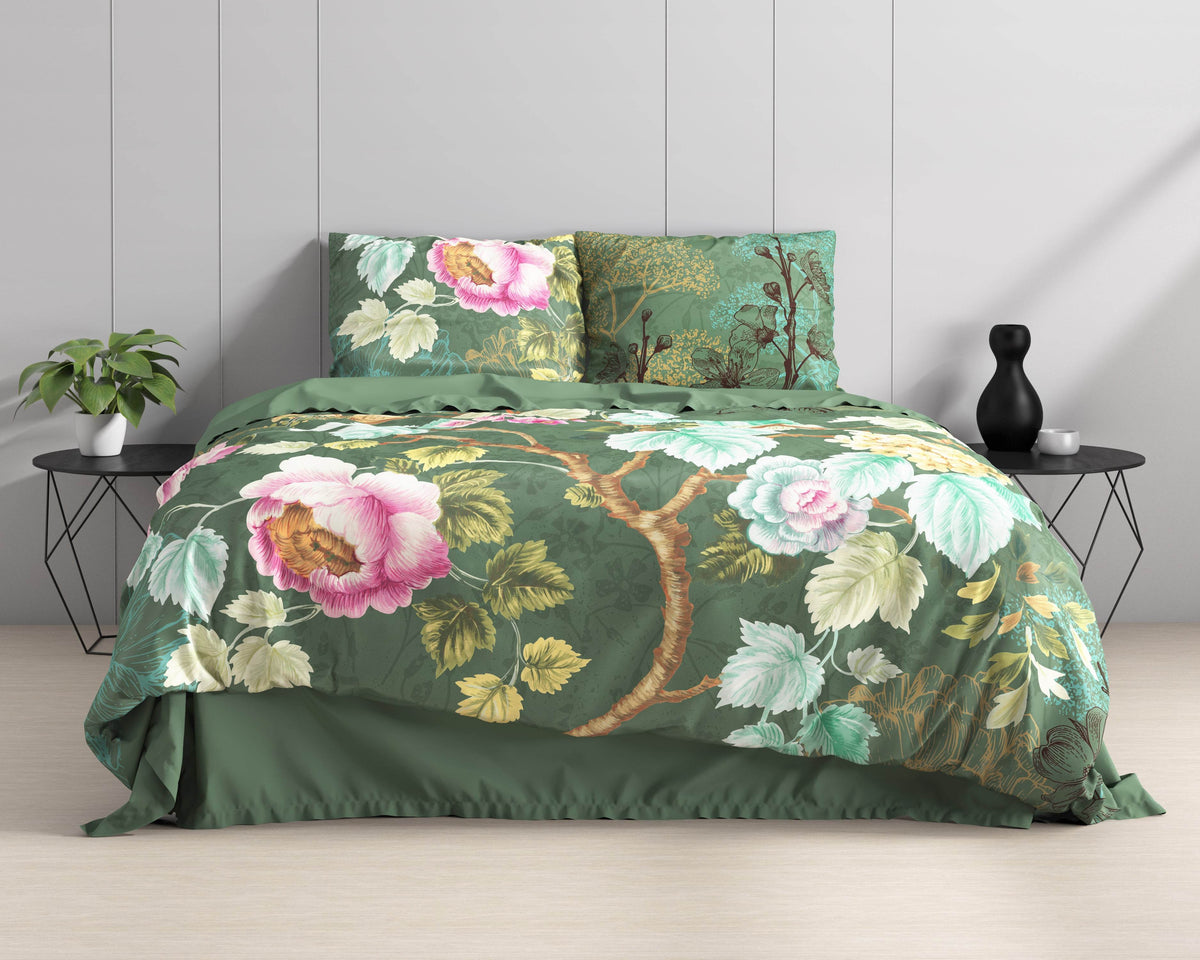 Bettbezug Chanda Olive Grün 200 x 220 cm - Palo24
