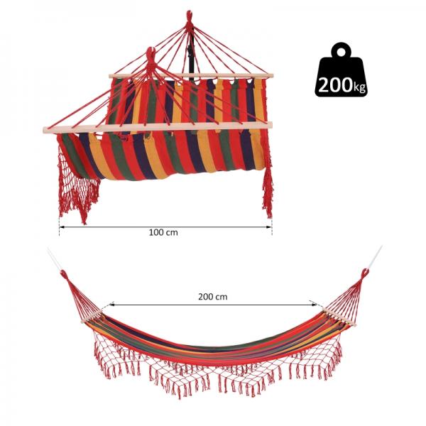 Hängematte Stabhängematte wetterfest UV-beständig 2 x 1 m bis 200 kg Bunt - Palo24