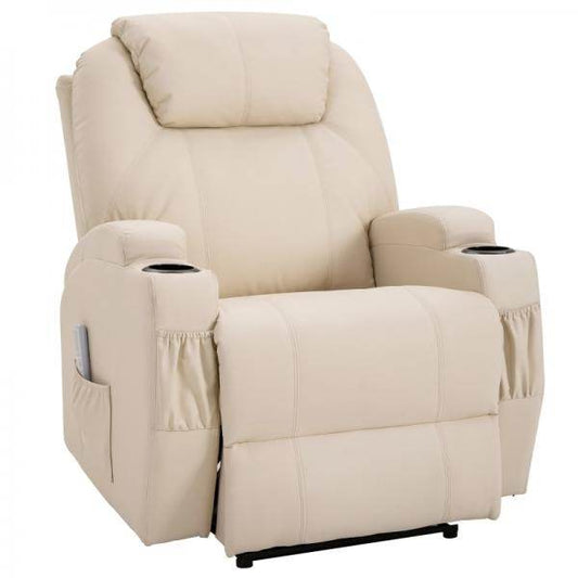 Massagesessel Elektrisch Fernsehsessel Massagefunktion Liegefunktion Schaumstoff Beige - Palo24