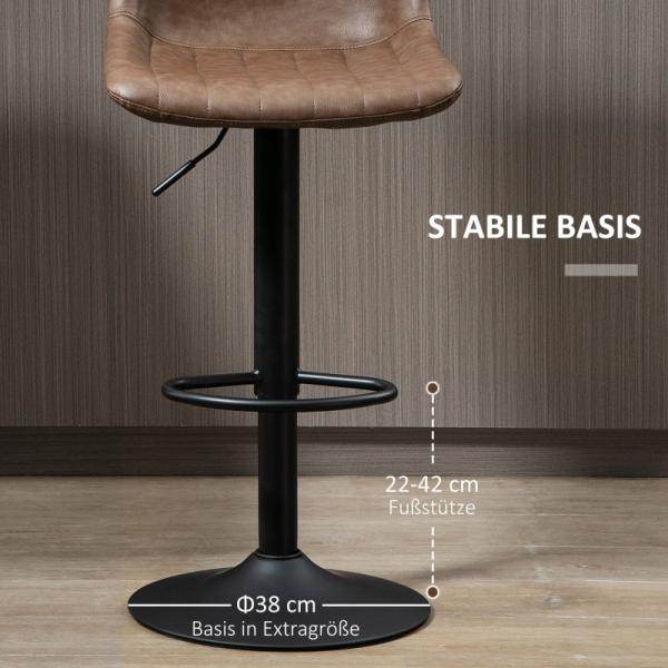 Barhocker 2er-Set im Retrodesign höhenverstellbar Braun - Palo24