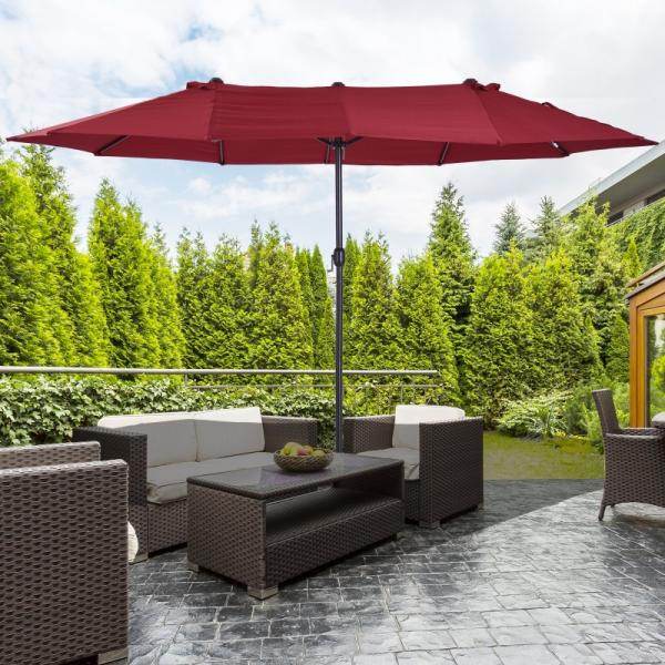 Sonnenschirm Doppelsonnenschirm Terrassenschirm mit Handkurbel Weinrot Oval - Palo24