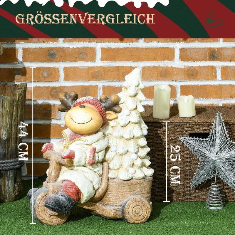LED Weihnachtsdeko, Rentier mit Weihnachtsbaum 44cm - Palo24