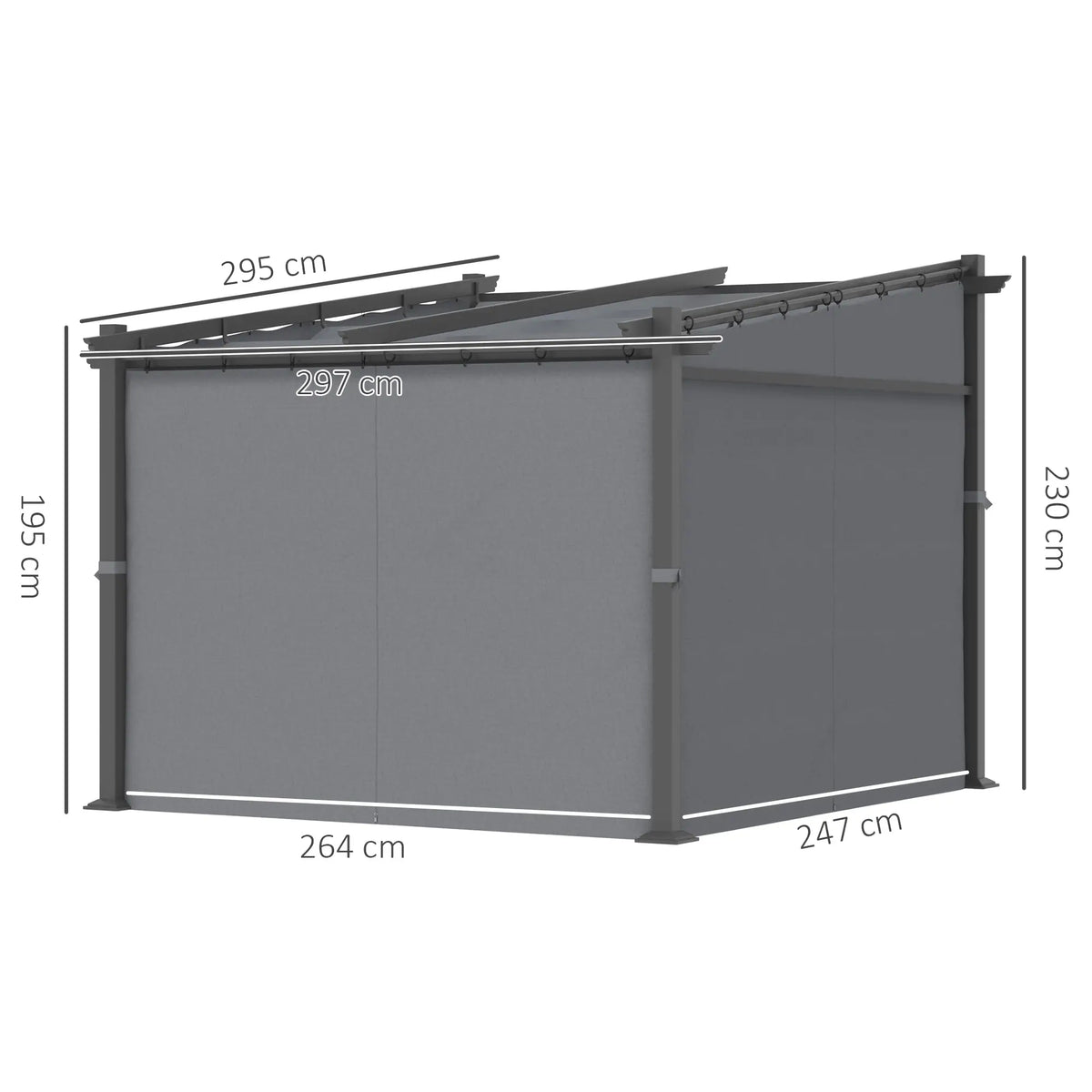 Pavillon Pergola, inklusive Befestigungsmaterial, ausziehbares Dach, Dunkelgrau