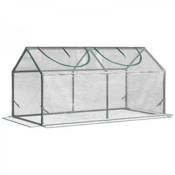 Foliegewächshaus mit Fenster PVC Treibhaus Tomatenhaus Frühbeet 120 x 60 x 60 cm Transparent - Palo24
