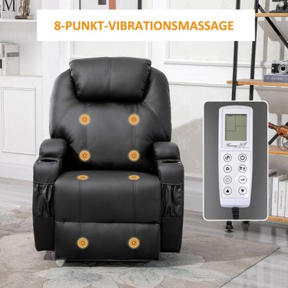 Massagesessel Elektrisch Massagefunktion Liegefunktion Schaumstoff Schwarz - Palo24