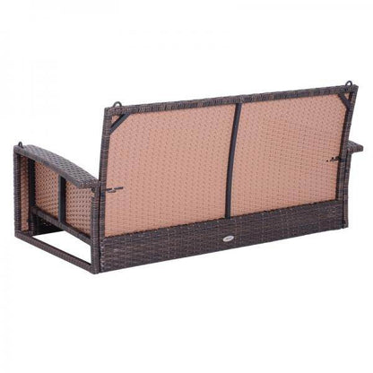 Hängebank 2-Sitzer Rattan Gartenschaukel mit Sitzkissen Hängeschaukel Schaukelbank Braun - Palo24