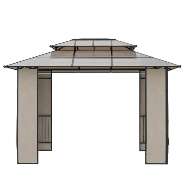 Pavillon mit Dach aus Polycarbonatplatten, Braun, 3,7 x 3 x 2,8 m - Palo24