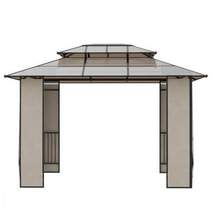 Pavillon mit Dach aus Polycarbonatplatten, Braun, 3,7 x 3 x 2,8 m - Palo24