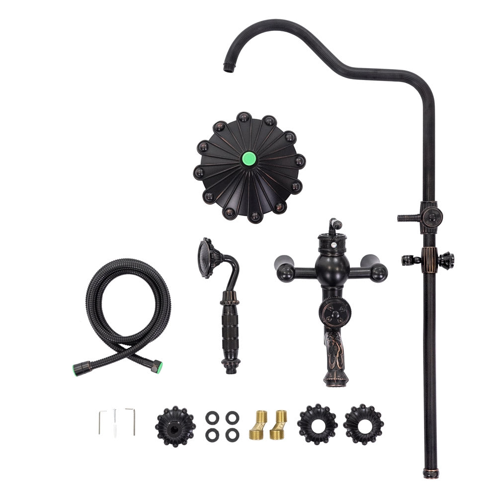 Antiker Messing-Duschhahn BLUME Schwarz - Palo24