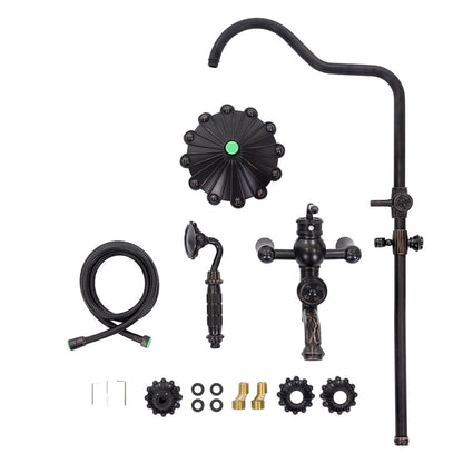 Antiker Messing-Duschhahn BLUME Schwarz - Palo24