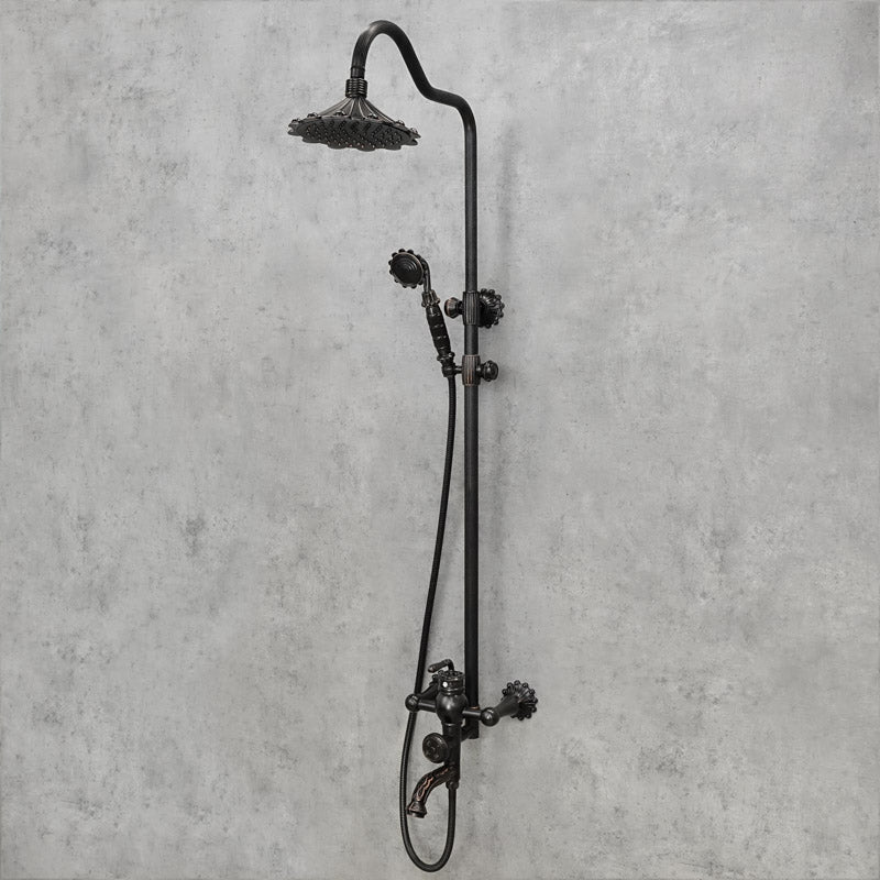 Antiker Messing-Duschhahn BLUME Schwarz - Palo24