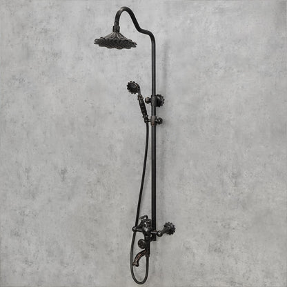 Antiker Messing-Duschhahn BLUME Schwarz - Palo24