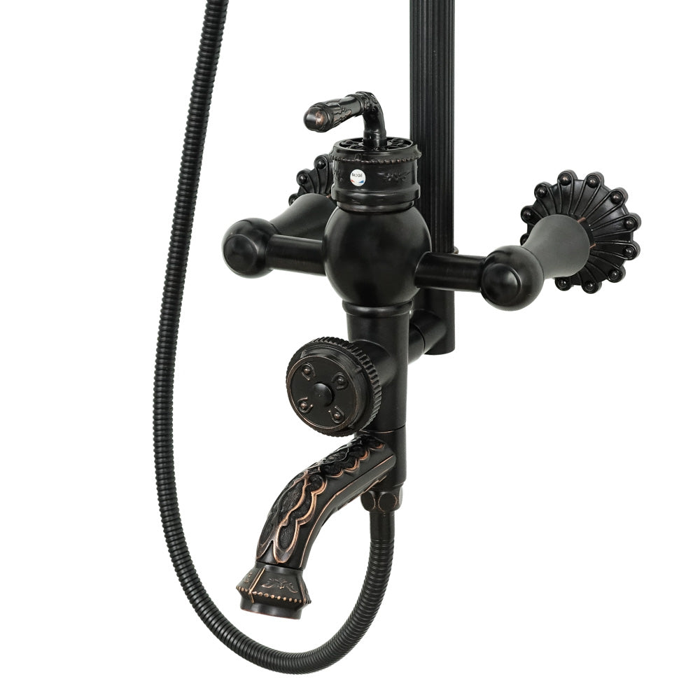 Antiker Messing-Duschhahn BLUME Schwarz - Palo24